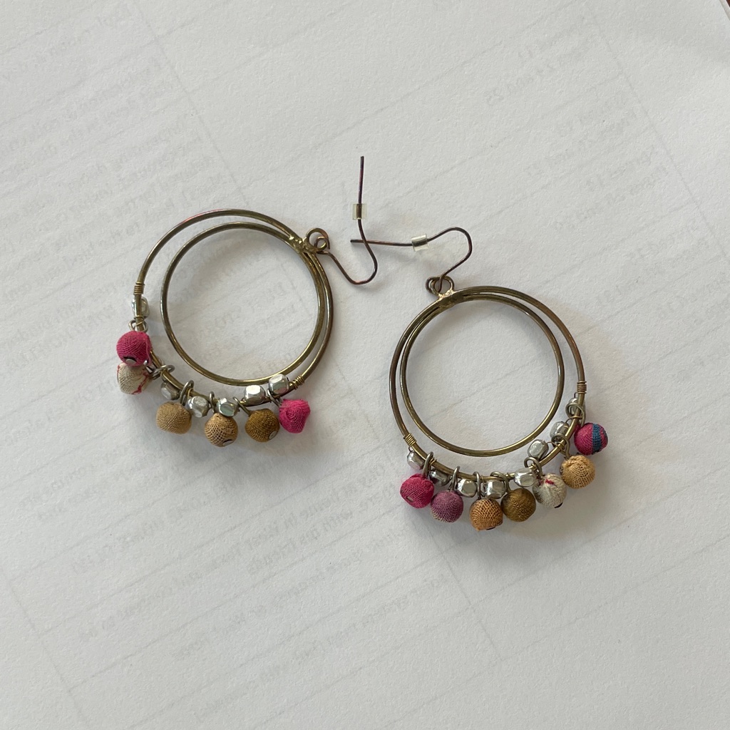 Colorful Beaded Hoop Earrings 12$